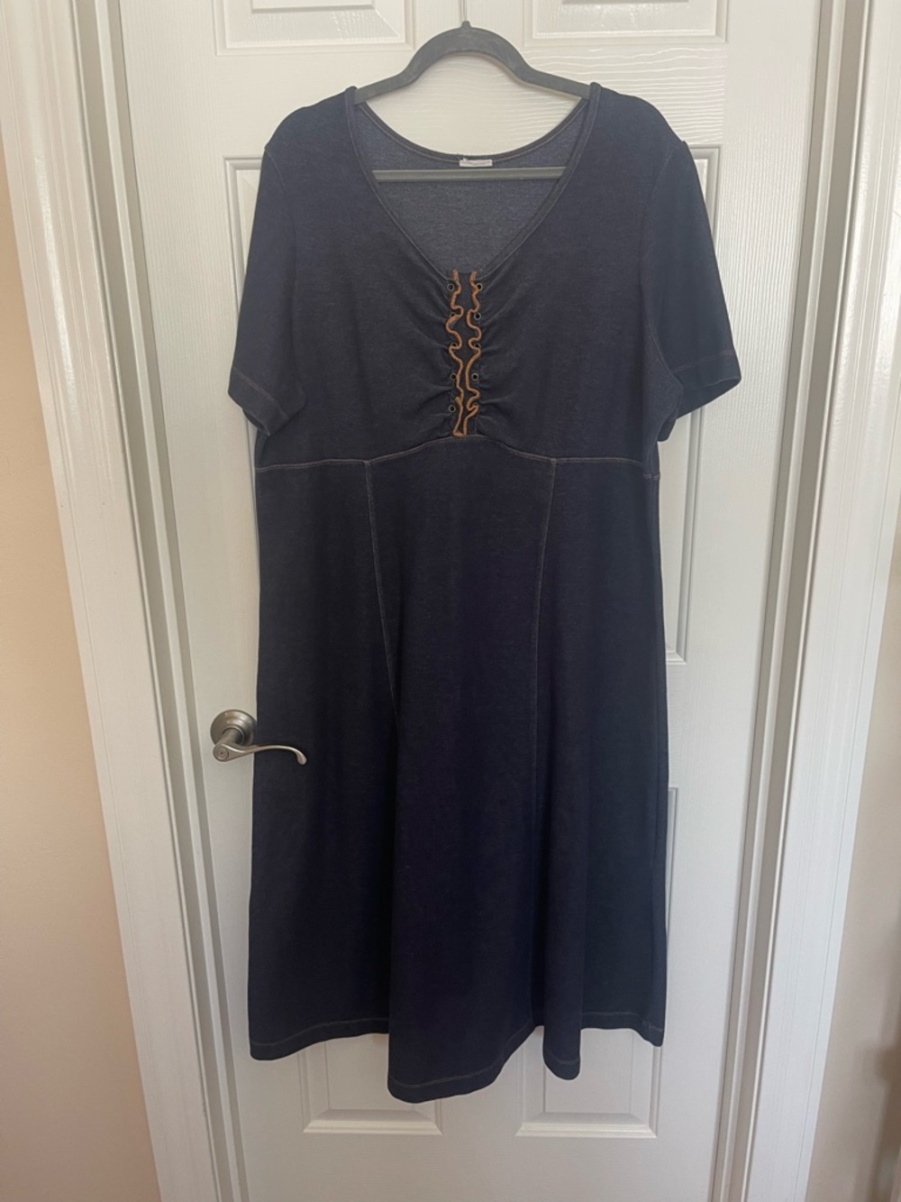 Classic Navy Short-Sleeve A-Line Dress - Picture 7 of 8